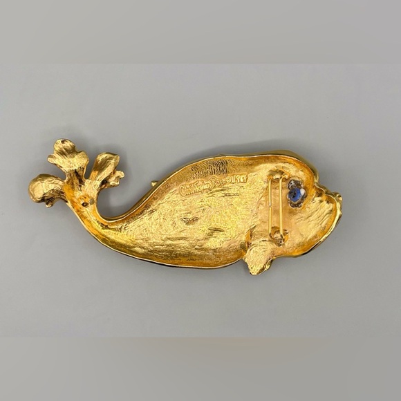 Christopher Ross Sculpture Goldfish Belt Buckle 1987, 24kt Gold Plate, Glass Eye - Picture 3 of 12